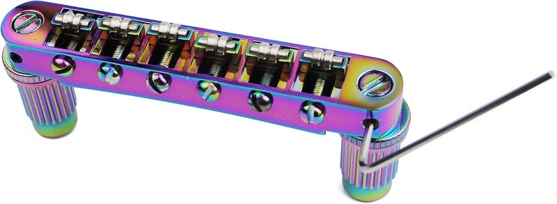 guyker Guitar Tune-O-Matic Bridge and Stop Bar Tailpiece Combo Replacement Compatible with LP SG EPI 6 String Electric Guitar(GS001 + GM005, Chameleon Rainbow) - Image 3